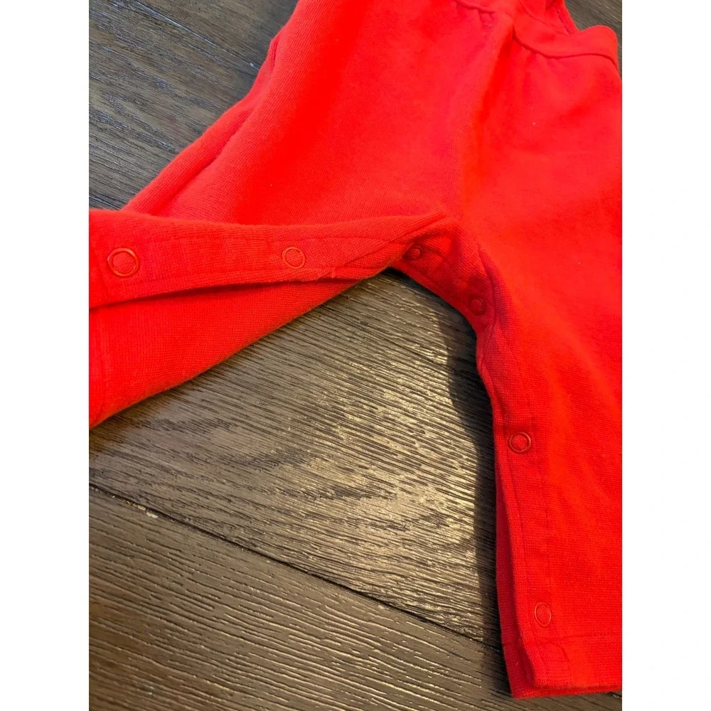 Carter's Knit Overalls Kids 12 Months Red Vintage Ruffle Snap Inseam USA Made